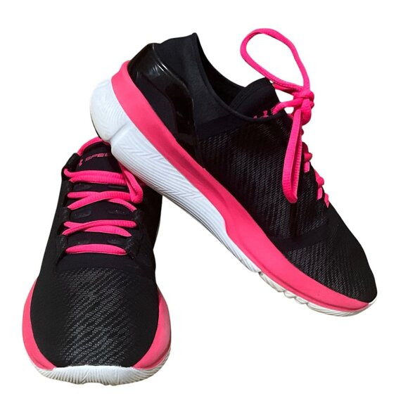BUY UNDER ARMOUR WOMENS SPEEDFORM TURBULENCE RUNNING SHOES. SIZE 9.5 BLACK/ pink - Picture 8 of 11